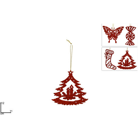 PENDENTE GLITTERATO ASSORTITO 4 VARIANTI  ROSSO (1 PEZZO, INVIO CASUALE)