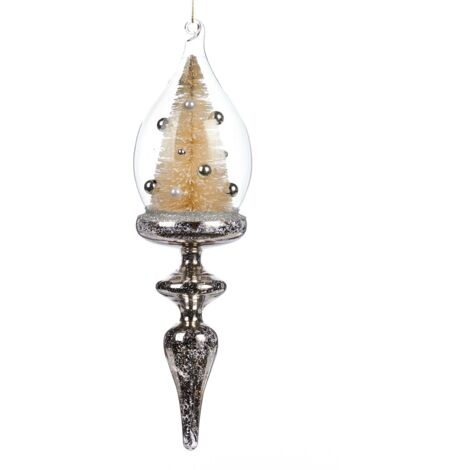 Pendente in vetro trasparente con albero verde per albero di Natale da 27.5 cm