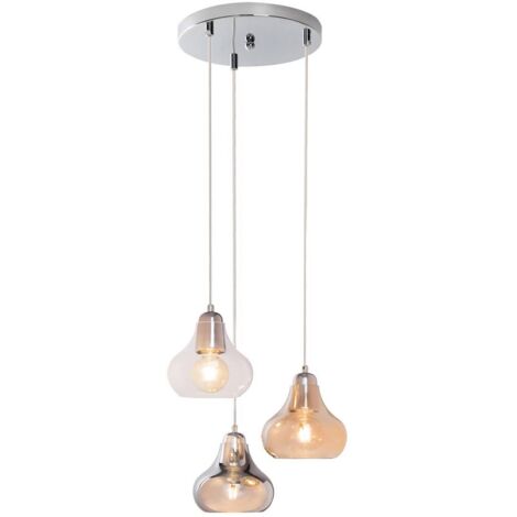 PENDENTE JEZABEL 3XE27 250MM SMOKY GLASS