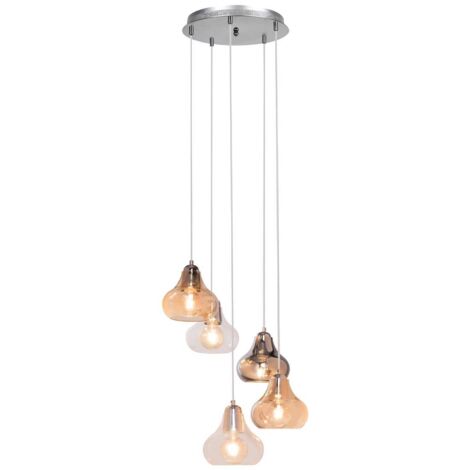 PENDENTE JEZABEL 5XE27 360MM SMOKY GLASS