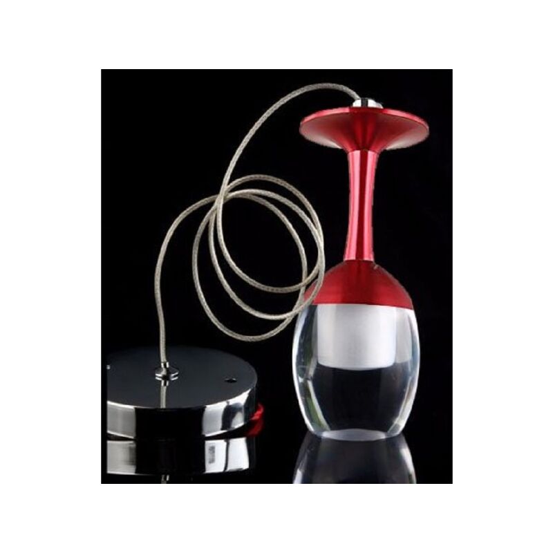 Image of Trade Shop - Pendente Lampada Lampadario Calice Rosso a Soffitto Luce Led Portalampada Moderno