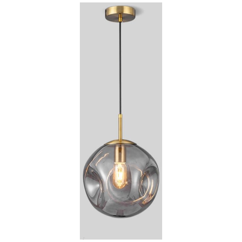 Image of Pendente Luce Moderno Lampadario Soffitto Globo Vetro Apparecchio di Illuminazione Regolabile - Grigio Fumo Ø25CM