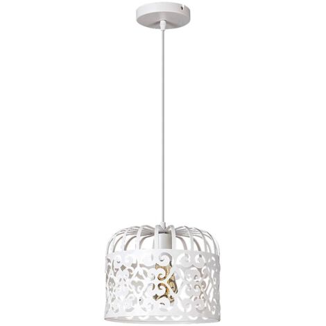 Pendente metallo leggero Alessandra metallo bianco opaco Ø26cm H: 120cm