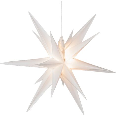 Pendente natalizio a forma di stella, colore bianco, con Led, decorazione natalizia -40 cm