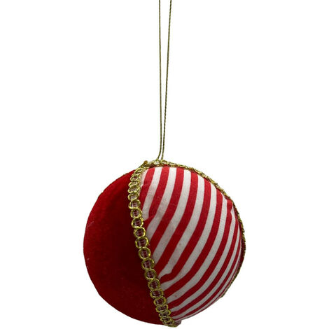 PENDENTE PALLA DIAMETRO 8 CM RIGATA VELLUTO ROSSO