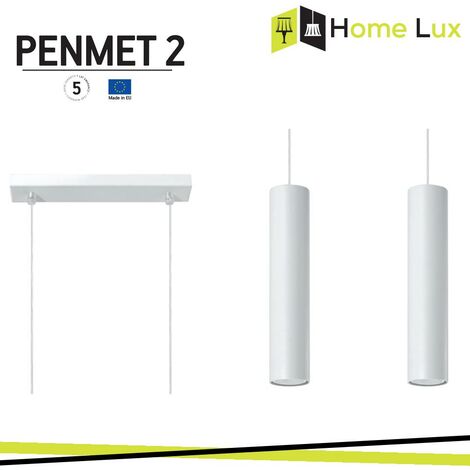 PENDENTE PENMET 2XGU10 IN METALLO BIANCO
