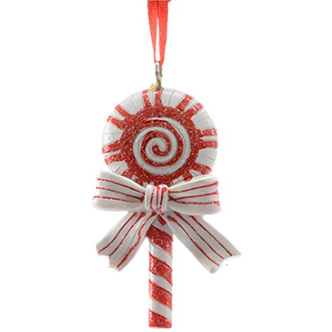 Pendente per albero di Natale a forma di caramella, da 5 cm, confezione 2 pezzi -Caramella bianca