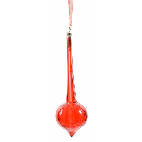 Pendente per albero di Natale in vetro Fuso lungo Rosso decorativo -6 x 20 cm
