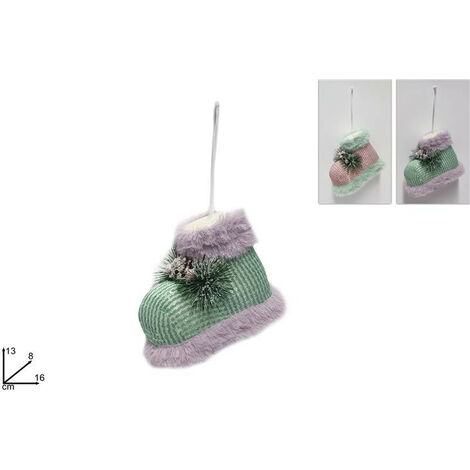PENDENTE SCARPONE CON PELLICCIA DIMENSIONE CM.13 ROSA/VERDE