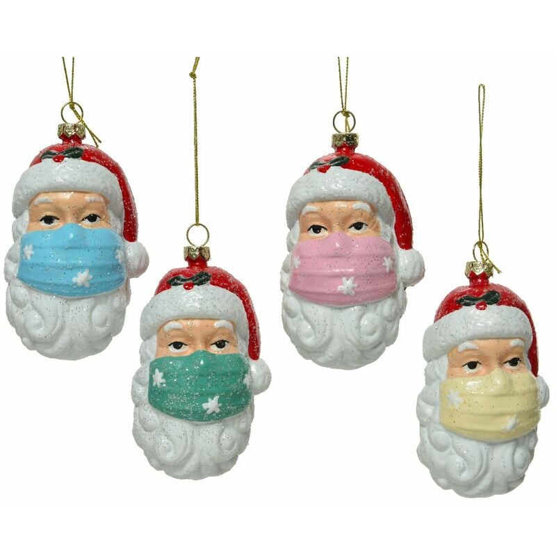 Image of Decorazione Appendibile Babbo Natale Con Mascherina 10 Cm Assortito