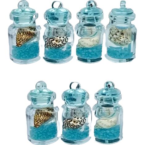 Pendenti Bottigliette Luminose al Buio con Conchiglia Blu 8 pezzi