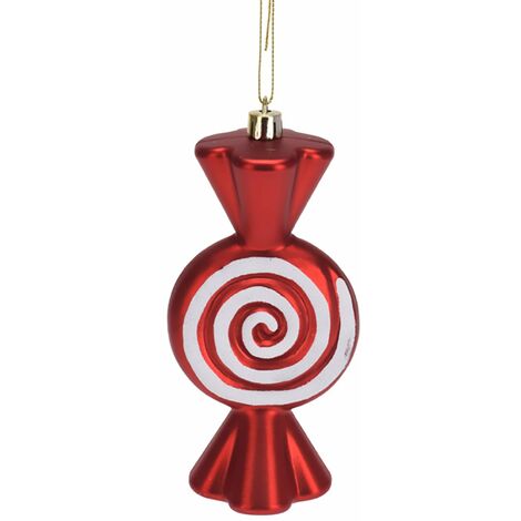 Pendenti "Caramella tonda" rosso e bianco, motivo a chiocciola, da 17 cm, set da 3 pezzi