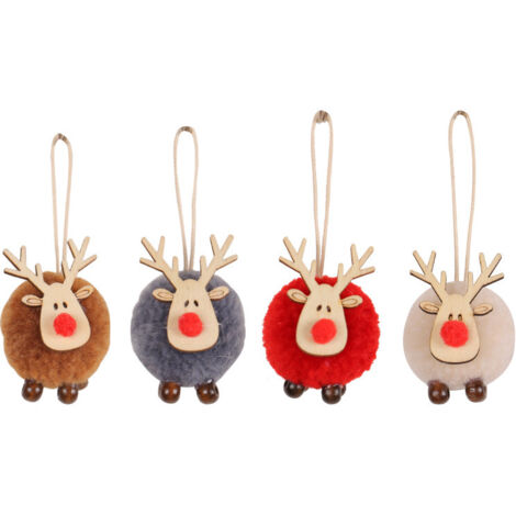 Pendenti Legno Natalizi Addobbi Albero,4 Pezzi Ciondolo Albero di Natale,Alberi di Natale in feltro di legno di legno ornamenti per Decorazioni per Casa