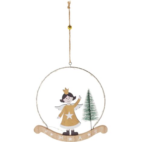 Pendenti per Albero di Natale con angioletti e LED, da 16 cm -Bambina Saluto