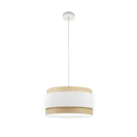 Pendentif blanc/naturel modèle Kandy 2xE27 dimmable FABRILAMP