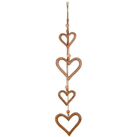 Pendentif cœur ethnique fait main, idéal pour la Saint-Valentin et décoration d'intérieur unique.