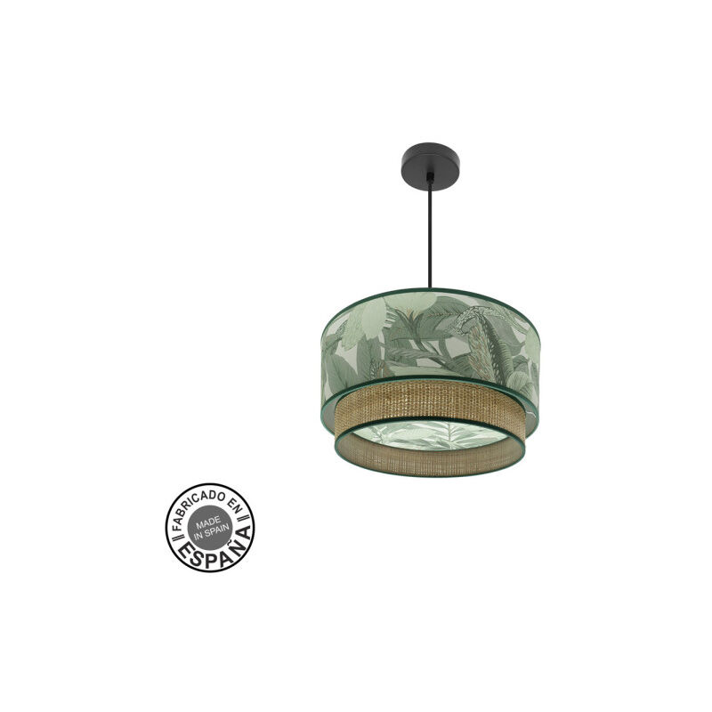 Fabrilamp - Lampe suspendue de plafond suspendu Congo 40d 1xe27 Noir/vert naturel Fabrilamp - Lampe suspendue de plafond suspendu Congo 40d 1xe27 Noir/vert naturel