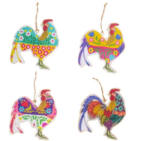 Pendentif coq multicolore décoratif 3 unités pour décoration de maison romantique