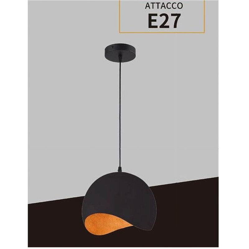 Lampadario A Sospensione In Metallo Pendente Forma Di Guscio D'uovo Luce E27 B93 Noir