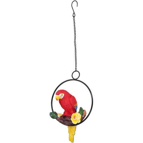 Pendentif de jardin ara en résine synthétique, anneau de suspension, Sculpture de perroquets pour allée, cour, Patio, pelouse