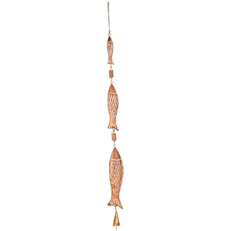 Pendentif décoratif en bois en forme de poisson, fait main, style indien, idéal pour la décoration intérieure.