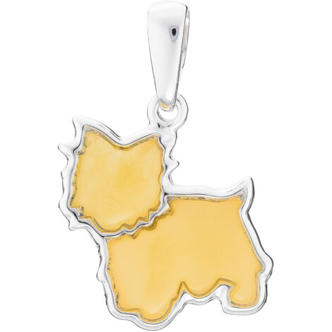 Pendentif demi-cœur en argent 925 avec cœur en ambre pour collier