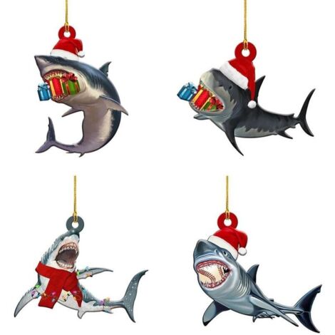 Pendentif en bois joyeux noël, 4 pièces, arbre requin pour décoration de Table de fenêtre de fête