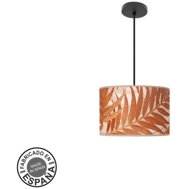 Fabrilamp - Lampe suspendue 1xe27 noir/feuille chaudière regx30x30cm