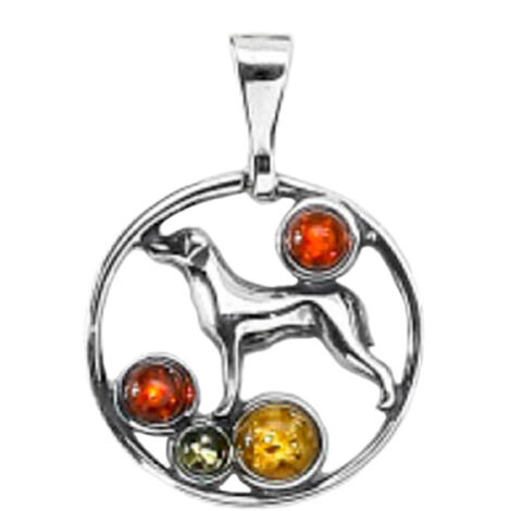 Pendentif fleur en argent, orné d'ambre et de zirconiums cubiques.
