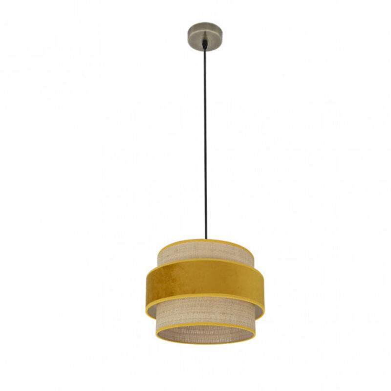 Pendentif Kings 1xe27 cuir/naturel-lait regx30x30 cm