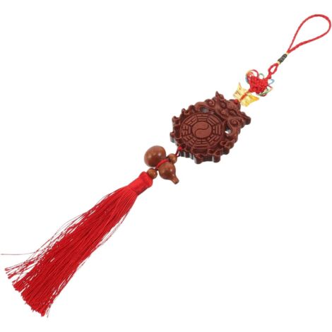 Pendentif miroir Bagua en bois Feng Shui avec tête d'animal et