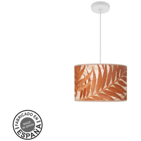 Pendentif mode 1xe27 blanc/blanc/feuille chaudron regx30x30cm