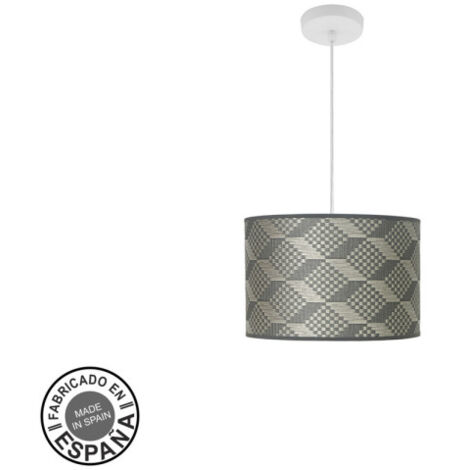 Pendentif mode 1xe27 blanc/gris tétris regx30x30cm