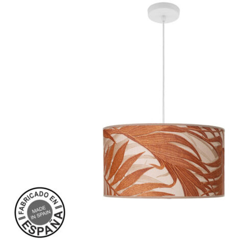 Pendentif mode 2xe27 blanc/blanc/feuille chaudron regx40x40cm avec diffuseur