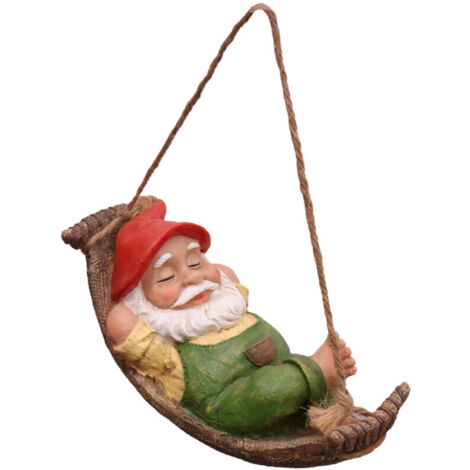 Pendentif nain sur une balançoire de cour -Nains aux longues jambes -vert, jolie figurine réaliste en résine