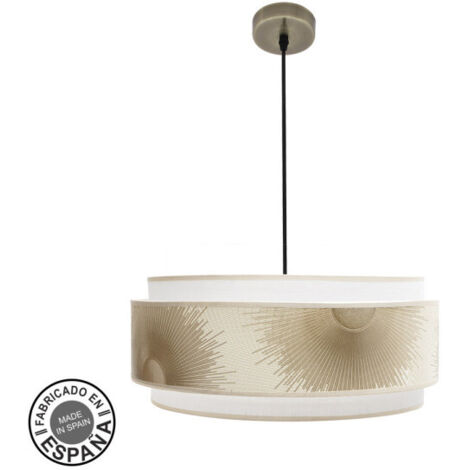 Pendentif Népal 3P 3xe27 Cuir/blanc/or Regx50x50 Cm