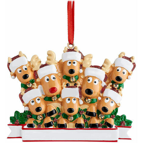 Pendentif personnalise de famille de renne T-shirt de Noel Decoration suspendue Cadeau de Noel de famille, modele: 8 - modele: 8