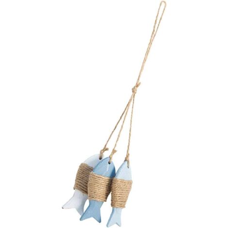 Pendentif poisson en bois, décoration de la mer maritime, couleur 01