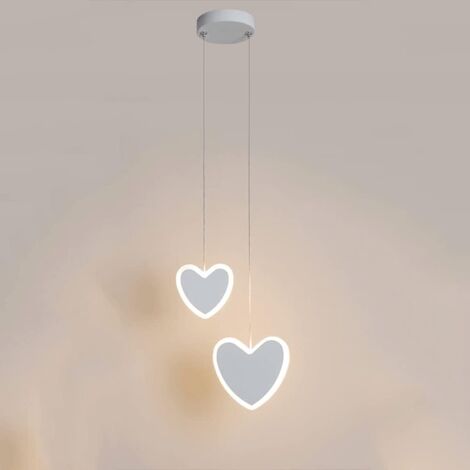 Pendentif simple moderne, lampe suspendue en forme de coeur à accrochage avec abat-jour blanc, pour Chambres d'enfants, Les Chambres à Coucher, Les allées, etc. (3000K Blanc Chaud)