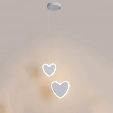 Pendentif simple moderne, lampe suspendue en forme de coeur à accrochage avec abat-jour blanc, pour Chambres d'enfants, Les Chambres à Coucher, Les allées, etc. (3000K Blanc Chaud)
