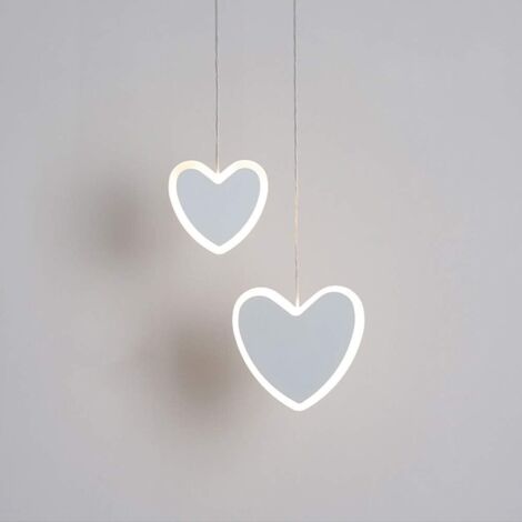 Pendentif simple moderne, lampe suspendue en forme de coeur à accrochage avec abat-jour blanc, pour Chambres d'enfants, Les Chambres à Coucher, Les allées, etc. (6000K)