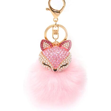 Pendentif strass Pompon Fox Porte-clés