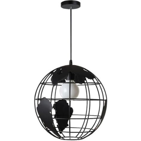 Pendentif Vintage rétro lumière Globe Shade suspendu plafonnier lustre suspension (noir)