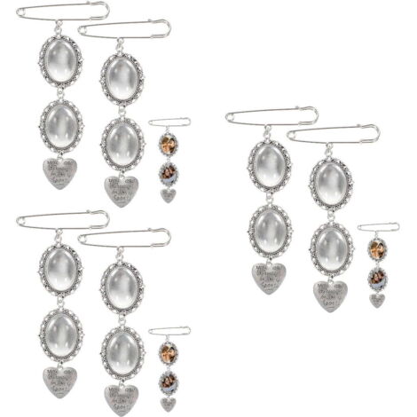 Pendentifs Cadre Photo Souvenir pour Bouquet de Mariée, Lot de 6 avec Broche Modèle 2