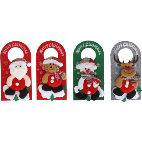 Pendentifs de poignée de porte de noël, ornements décoratifs de poignée de porte de dessin animé mignon pour Salon de beauté maison 4 pièces