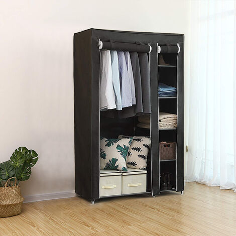 Penderie, Armoire, 2 Portes, 172 x 105 x 43 cm, Noir, Poids: 3 kg