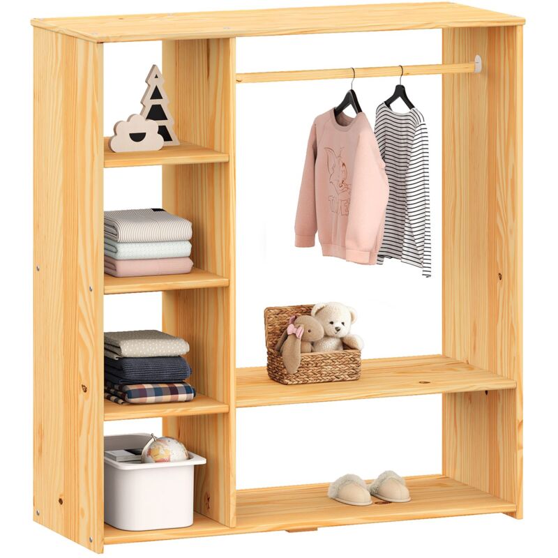 Penderie enfant rafael avec étagères en pin massif coloris naturel