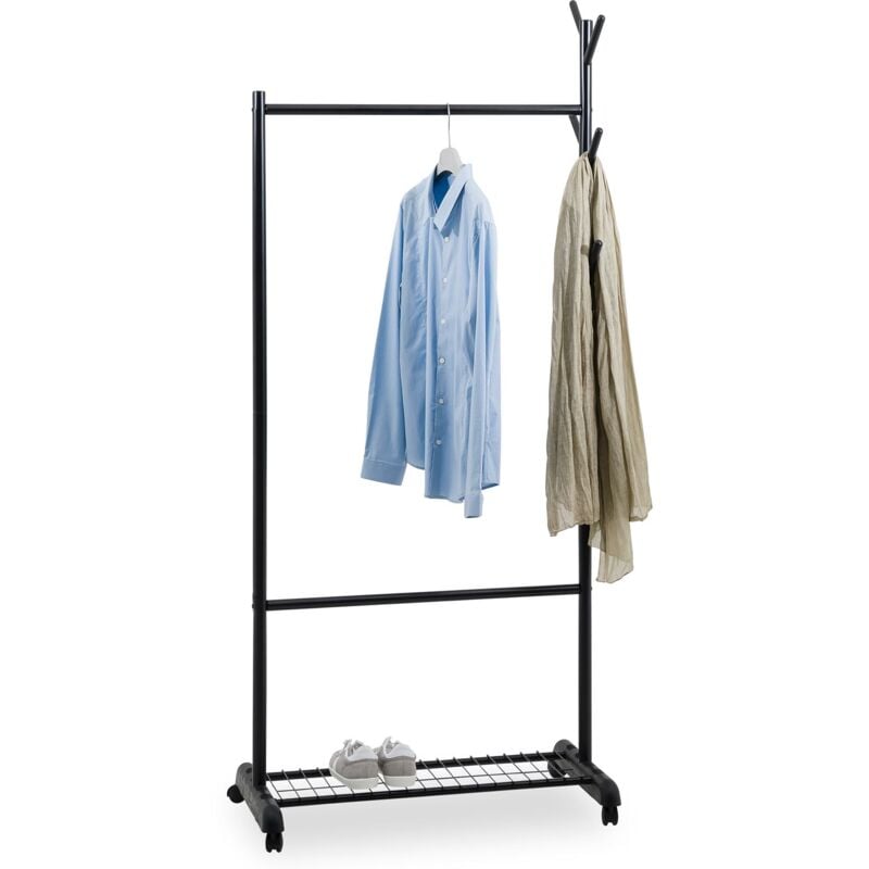 Penderie mobile aurigo avec portemanteau, en métal laqué noir