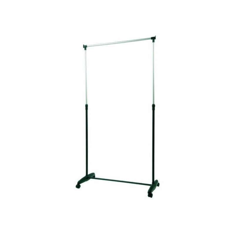 Portant à vêtements à roulettes Inox 87-160cm Noir - Hauteur ajustable MSV