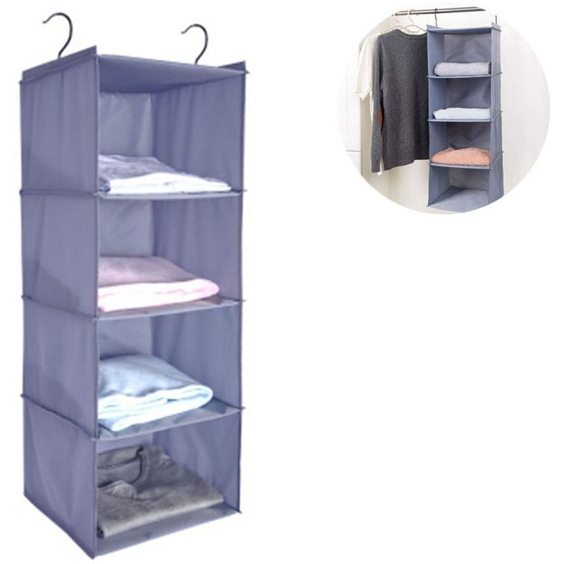 Penderie à étagère suspendue, 4 compartiments Organisateur d'armoire de camping en coton de haute qualité suspendu avec système de rangement pour